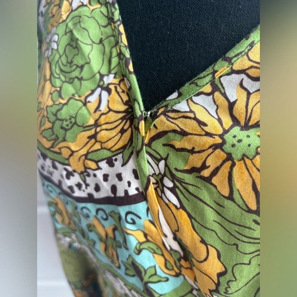 NWT Tiny by Anthropologie Retro Print Lace Top Floral Green Blue XXS fits S - Picture 8 of 12